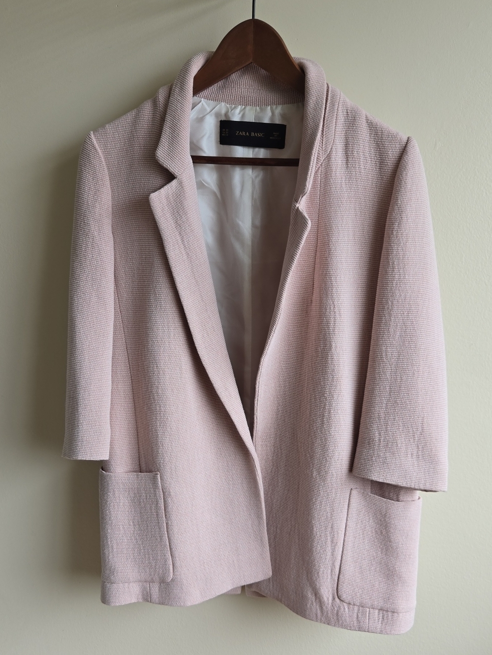 Zara Light Pink Open-Front Blazer